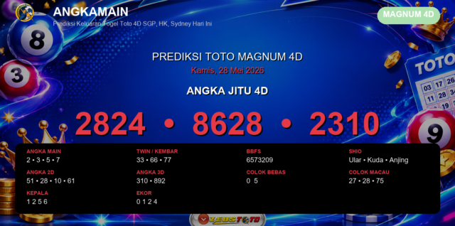 Prediksi togel Magnum 4D hari ini lengkap 2D 3D 4D 28 Mei 2026
