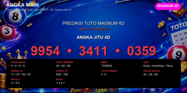 Prediksi togel Magnum 4D hari ini lengkap 2D 3D 4D 17 Juni 2026