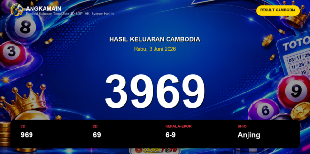Result Cambodia hari ini 3 Juni 2026 angka 3969