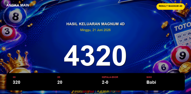Result Magnum 4D hari ini 21 Juni 2026 angka 4320