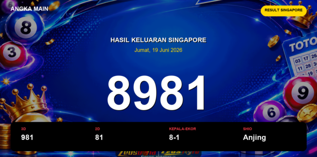 Result Singapore hari ini 19 Juni 2026 angka 8981