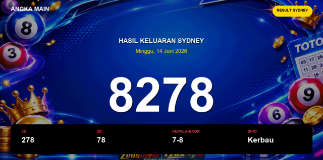 Result Sydney hari ini 14 Juni 2026 angka 8278