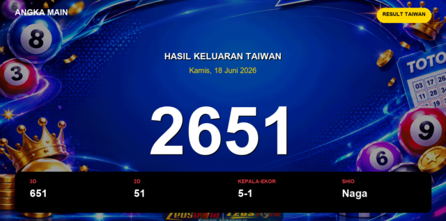 Result Taiwan hari ini 18 Juni 2026 angka 2651