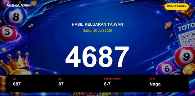 Result Taiwan hari ini 20 Juni 2026 angka 4687