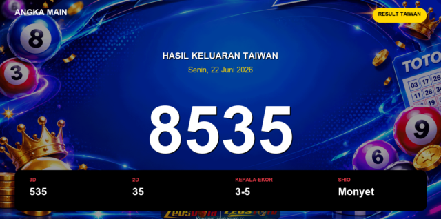 Result Taiwan hari ini 22 Juni 2026 angka 8535