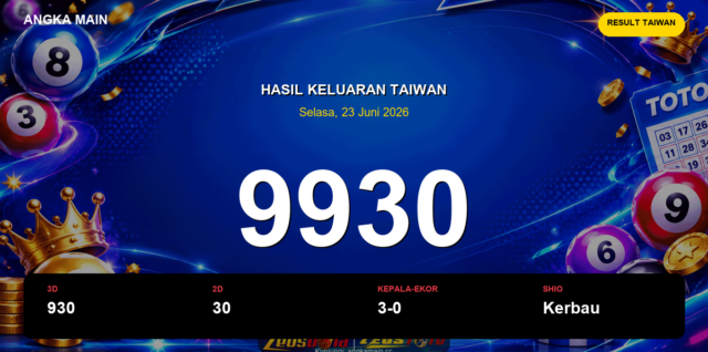 Result Taiwan hari ini 23 Juni 2026 angka 9930