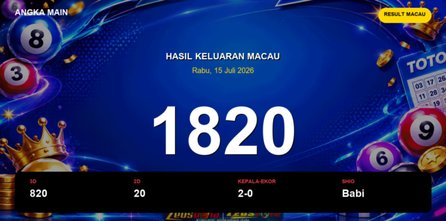 Result Macau hari ini 15 Juli 2026 angka 1820