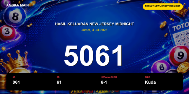 Result New Jersey Midnight hari ini 3 Juli 2026 angka 5061