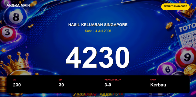 Result Singapore hari ini 4 Juli 2026 angka 4230