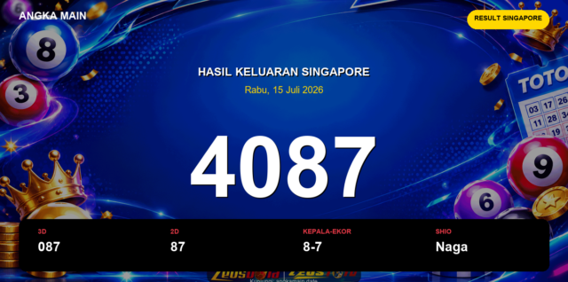 Result Singapore hari ini 15 Juli 2026 angka 4087